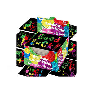 Juegos de papel para rascar arcoíris, suministros para manualidades de arte mágico, almohadilla de dibujo negra para niños - Product Image 1