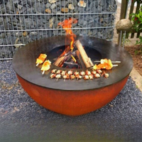 Barbecue extérieur en bois avec foyer et rangement pour bois à vendre, barbecue en acier corten