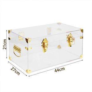 Industry Golden Supplier Eco-Friendly Rectangle Injection-Molded <b>Clear</b> Acrylic Trunk <b>Box</b> Storage Gold Metal Accessories Decor - Product Image 2