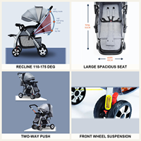Vente en gros Poussette légère bidirectionnelle Poussette pour bébé Poussette pour bébé Parapluie facile à plier Landau pour bébé avec assiette à manger