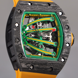 Nouvelle Montre Homme Luxe Sportive en Fibre de Carbone 2026, Verre Saphir, Bracelet Caoutchouc Orange, Boîtier Creux, Mouvement Mécanique Automatique - Product Image 1