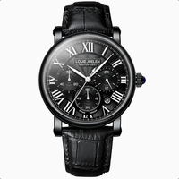 Montre à quartz multifonction haut de gamme à trois yeux et six aiguilles, best-seller transfrontalier, en cuir authentique, 42 mm, étanche