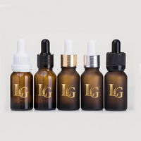 Bouteille de sérum en verre dépoli avec un compte-gouttes huile essentielle ambre 10 ml Pipette emballage cosmétique fond épais 30ml flacon compte-gouttes