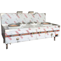 Cuisinière à gaz chinoise commerciale à double brûleur en acier inoxydable pour projet de cuisine