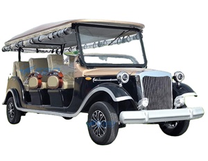 Voiture de tourisme électrique rétro vintage classique noire 6 places à prix de gros pour centres de villégiature - Product Image 1