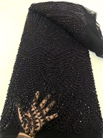 NI.AI africain blanc perlé filet dentelle mariée brodé séquence maille dentelle tissu avec perles haute qualité robe de mariée matériel