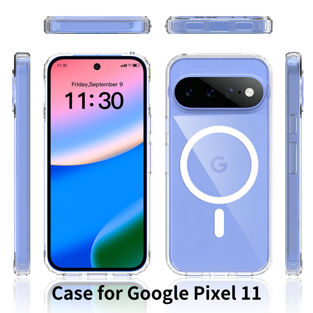 Transparent Hybrid TPU+PC Magnetic Adsorption Anti-drop Anti-yellow Protective Cover for Google Pixel 11 Pixel 10 Pro