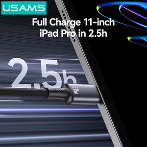 USAMS SJ751 <span class=keywords><strong>barato</strong></span> colorido luz Android teléfono móvil USB-C a tipo C 240W 1,2 M PD tipo C Cable de datos de carga rápida para <span class=keywords><strong>Macbook</strong></span> - Product Image 3