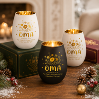 Pot à bougie en verre floral personnalisé OMA Grandma, noir mat et blanc, pour bougies parfumées, idéal pour un cadeau de fête des mères