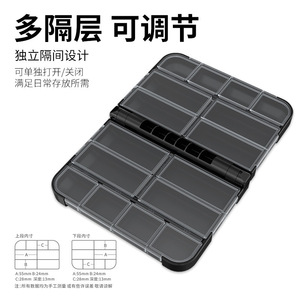 Caja de aparejos de pesca multifuncional, almacenamiento plegable de doble cara con compartimentos ajustables para señuelos, anzuelos y accesorios - Product Image 1