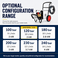 Nettoyeur haute pression compact commercial 120 bars 10 L/min 2 kW, machine de lavage de voiture électrique pour le nettoyage de garage