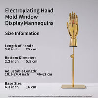 Présentoir à bijoux réglable en plastique plaqué or avec doigts, type mannequin main, pour bracelets