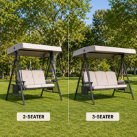 Banc balançoire de jardin 3 places avec auvent réglable et structure en acier robuste pour terrasse et cour