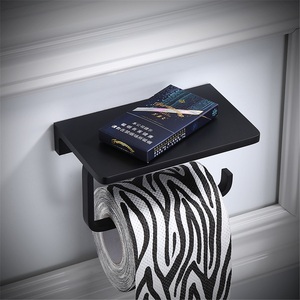 Support mural auto-adhésif en alliage de zinc pour téléphone portable et mouchoirs, design moderne, longueur 35 cm, pour salle de bain - Product Image 2