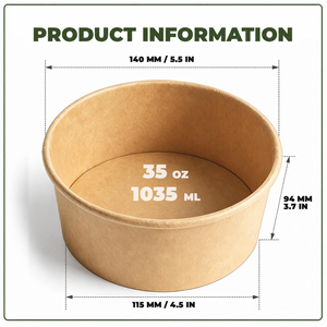 Bol à salade biodégradable avec couvercle en PLA, écologique, 46 oz, bol en papier kraft jetable - Product Image 3