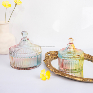 Boîte à <span class=keywords><strong>sucre</strong></span> en verre coloré de luxe <span class=keywords><strong>vintage</strong></span> Conteneur de stockage de bonbons et d'épices pour bijoux et vaisselle Boîtes de cadeau de fête - Product Image 4