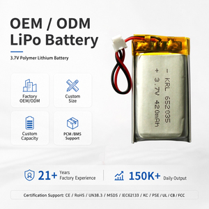 맞춤형 리포 배터리 420mAh 652035 BMS 보호 기능이 있는 파우치 셀 리튬 배터리 공급업체 로봇 청소기용 OEM - Product Image 1