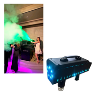 Pistolet à fumée portatif à batterie 1500W avec colonne d'air LED RGB pour fêtes, mariages, événements, discothèques et DJ