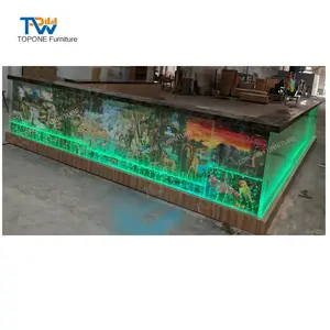 Thiết kế mới rừng động vật chủ đề Acrylic nhà hàng chiếu sáng LED thanh ánh sáng đồ nội thất Nước bong bóng cong quầy bar