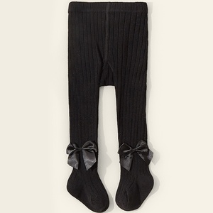 Collants de couleur unie printemps automne pas chers collants décontractés pour filles de 0 à 3 ans avec nœud à sangle serrée - Product Image 5