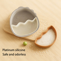 Vaisselle pour enfants en silicone de qualité alimentaire 100% sans BPA, design de dinosaure de dessin animé, style écologique, ensemble d'assiettes pour bébé pour l'alimentation des tout-petits