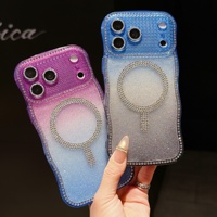 Étui de luxe antichoc magnétique transparent en TPU souple avec dégradé et strass pour 17 Pro Max/16/15/14/13