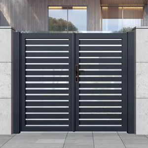 <span class=keywords><strong>Portail</strong></span> coulissant moderne en aluminium pour cour, allée et entrée extérieure, avec ouverture électrique - Product Image 4