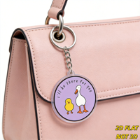 Porte-clés en acrylique 'Je serai là pour toi' avec motifs Canard et Poussin, Breloque de sac et accessoire de porte-clés pour l'amitié et les amoureux des animaux