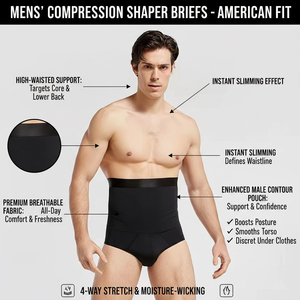 Hygieia Short de compression pour <span class=keywords><strong>homme</strong></span> à baleines en acier, taille haute, effet ventre plat, sculptant abdominal, performance - Product Image 2