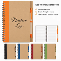 Carnet à spirale personnalisé en papier kraft, format A5/B6, avec couverture modulable, écologique, et stylo inclus – Papeterie