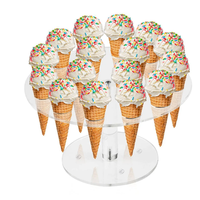 Buffet de mariage de fête acrylique clair Portable crème glacée gaufre cône Cupcake Popcorn présentoir support porte-pâtisserie