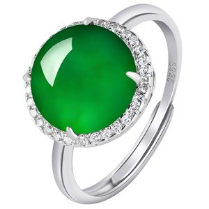 S925 <b>silver</b> <b>ring</b> set with natural A-grade jadeite <b>emerald</b> large faceted gemstone, icy-grade jade, luxurious women's <b>ring</b> - Product Image 5