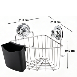 Cesta Esquinera de Alambre <span class=keywords><strong>con</strong></span> Ventosas, Estante de Almacenamiento para Cocina y Baño, Marco Metálico Cromado Reforzado, Desmontable, Montaje en Pared - Product Image 4