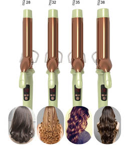 <span class=keywords><strong>Fer</strong></span> à friser professionnel pour salon de coiffure, grande ondulation profonde LCD de 38mm, baril en or rose, blanc - Product Image 2