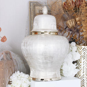 Vaso Decorativo Nordico J310, Ornamento in Ceramica Argentata per Composizioni Floreali, Produzione per Fiera di Canton - Product Image 1