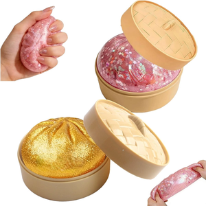 Juguete Sensorial Antiestrés OEM de Rebote Lento con Forma de Dumpling, Juguete de Descompresión con Forma de Dumpling Dorado con Vaporizador Incluido - Product Image 4