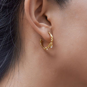 J & D anting-anting simpai modis trendi 18K baja tahan karat lapis emas klasik tidak beraturan berlian imitasi dipalu CC anting-anting simpai - Product Image 3