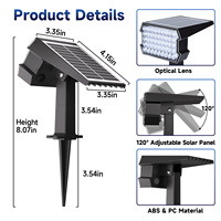 Lampe solaire LED d'extérieur télescopique à angle de faisceau réglable à 90 degrés IP65 pour jardin, patio, cour