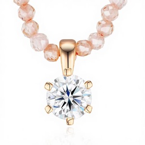 Collar con Colgante <span class=keywords><strong>de</strong></span> Moissanita Tallada en Plata 925 Chapada en <span class=keywords><strong>Oro</strong></span> <span class=keywords><strong>de</strong></span> 18K, Cadena <span class=keywords><strong>de</strong></span> Capas con Cuentas <span class=keywords><strong>de</strong></span> Moissanita <span class=keywords><strong>de</strong></span> 5mm, <span class=keywords><strong>Venta</strong></span> al por Mayor <span class=keywords><strong>de</strong></span> Fábrica ZANLONG para Mujer - Product Image 3