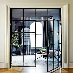 Interior Living Room Glass Curtain Wall Extremely Narrow Frame Steel Windows And Doors Double Floor-to-ceiling Glass Doors
