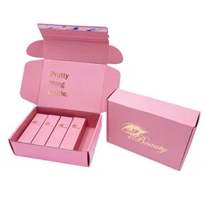 Caixa de papel papel enrolada personalizada, caixa de envio de papel rosa com logotipo