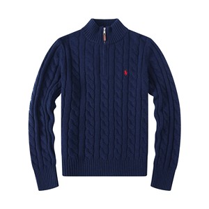 Luxe hiver décontracté broderie Logo classique affaires 1/4 demi fermeture éclair manches longues ajustement tricot <span class=keywords><strong>pull</strong></span> <span class=keywords><strong>pull</strong></span> <span class=keywords><strong>pull</strong></span> pour hommes garçon - Product Image 2