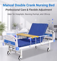 Lit d'hôpital manuel à 2 manivelles en métal pour soins à domicile, lit médical pliable avec table à manger, certifié CE ISO