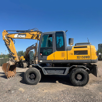 حفارة XCMG XE150WD مستعملة بعجلات موديل 2020 بساعات تشغيل 9028 ساعة، آلات حفر مستعملة من مورد صيني بالجملة