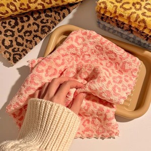 Leopard Print Cleaning <b>Cloth</b> Square Absorbent <b>Kitchen</b> Towel Bathroom Hand Towel Multi Color Animal Print Pattern - Product Image 3
