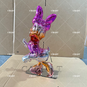 Nuova Scultura Pop Art di <span class=keywords><strong>Paperino</strong></span> in Resina Cromata, Statua di <span class=keywords><strong>Paperina</strong></span> in Colori Caramella, Scultura di Animale Cartoonesco Rosa - Product Image 6
