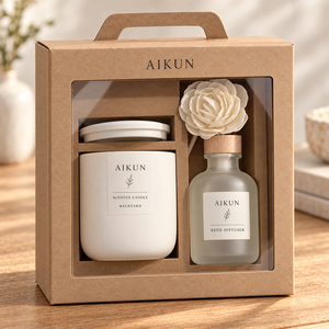 Aikun 100ML Boîte Kraft Toutes Senteurs Longue Durée Faible MOQ Réponse Rapide Étiquette en Verre Plate Logo Ensemble Diffuseur à Bâtonnets et Bougie Parfumée pour Marques - Product Image 2