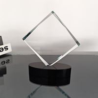 Trophée en cristal de diamant, plaque personnalisée avec logo gravé, récompense commémorative pour compétition sportive avec base noire