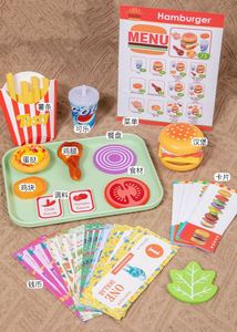 Jouets interactifs sécurisés pour enfants, kit de pique-nique, nourriture en bois pour enfants, ensemble de hamburgers d'imitation - Product Image 5