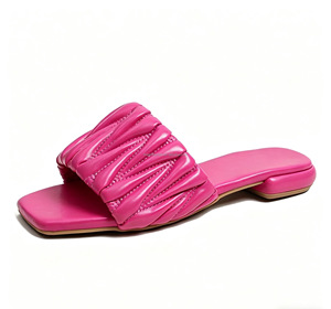 Sandalias Planas con Punta Cuadrada y Diseño Fruncido para Mujer, Sandalias Abiertas de Moda, Cómodas y de Suela Suave para Verano, Playa y Exteriores - Product Image 6